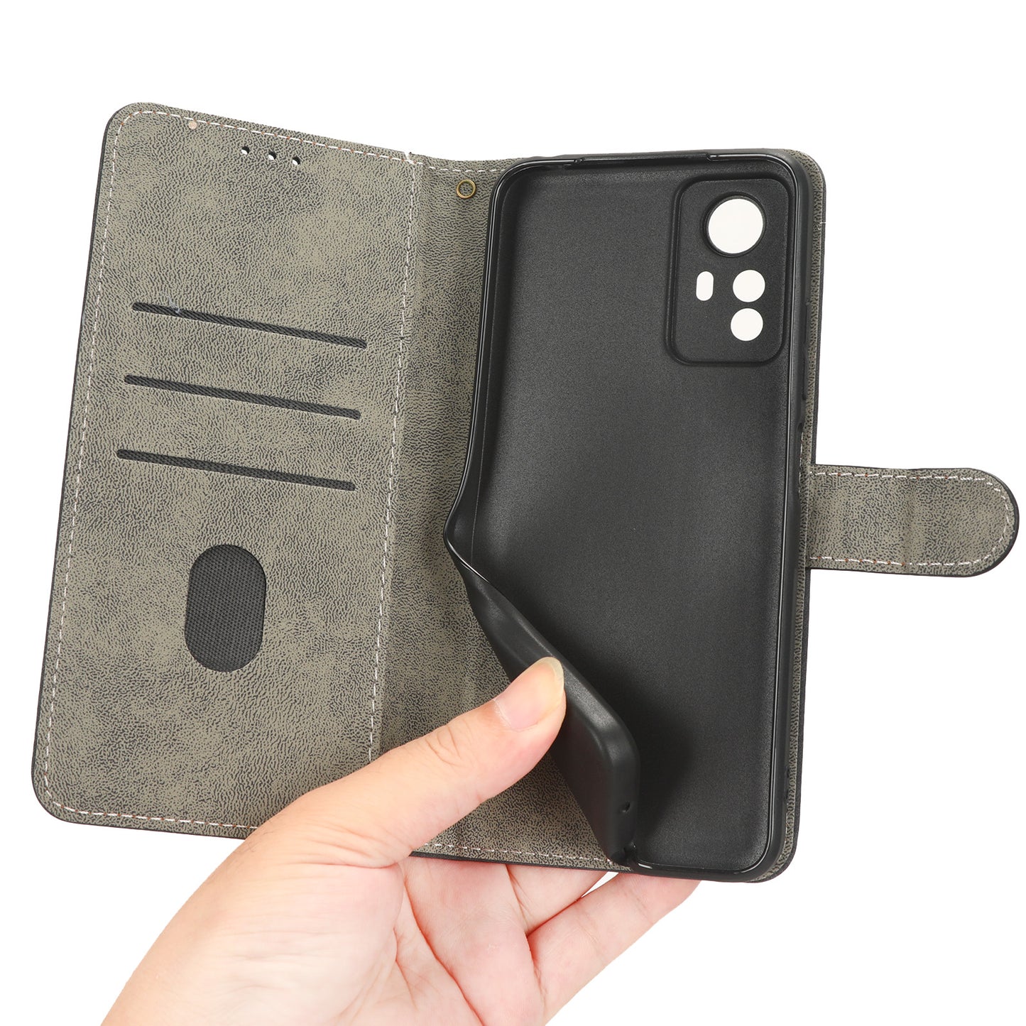 RFID Blocking Phone Case for Xiaomi Redmi Note 12S 4G , Wallet Stand Leather Cover with Strap