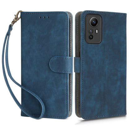 RFID Blocking Phone Case for Xiaomi Redmi Note 12S 4G , Wallet Stand Leather Cover with Strap