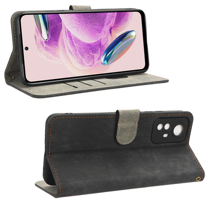 RFID Blocking Phone Case for Xiaomi Redmi Note 12S 4G , Wallet Stand Leather Cover with Strap