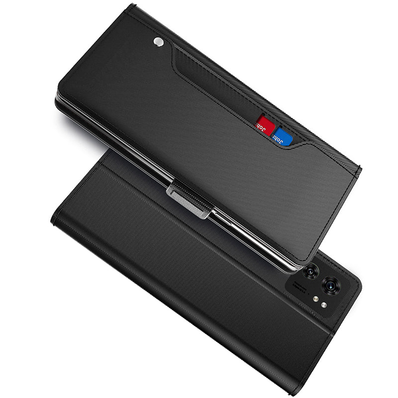 For Motorola Edge 40 5G Phone Leather Case with Mirror Design, Stand Card Holder Phone Cover
