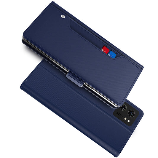 For Motorola Edge 40 5G Phone Leather Case with Mirror Design, Stand Card Holder Phone Cover