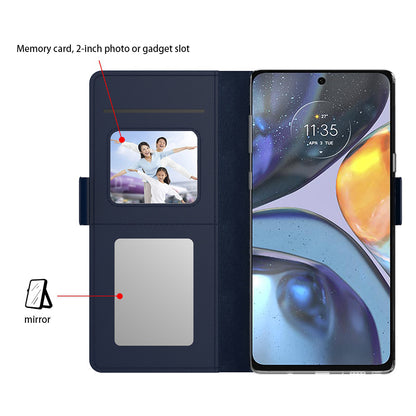 For Motorola Edge 40 5G Phone Leather Case with Mirror Design, Stand Card Holder Phone Cover