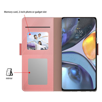For Motorola Edge 40 5G Phone Leather Case with Mirror Design, Stand Card Holder Phone Cover