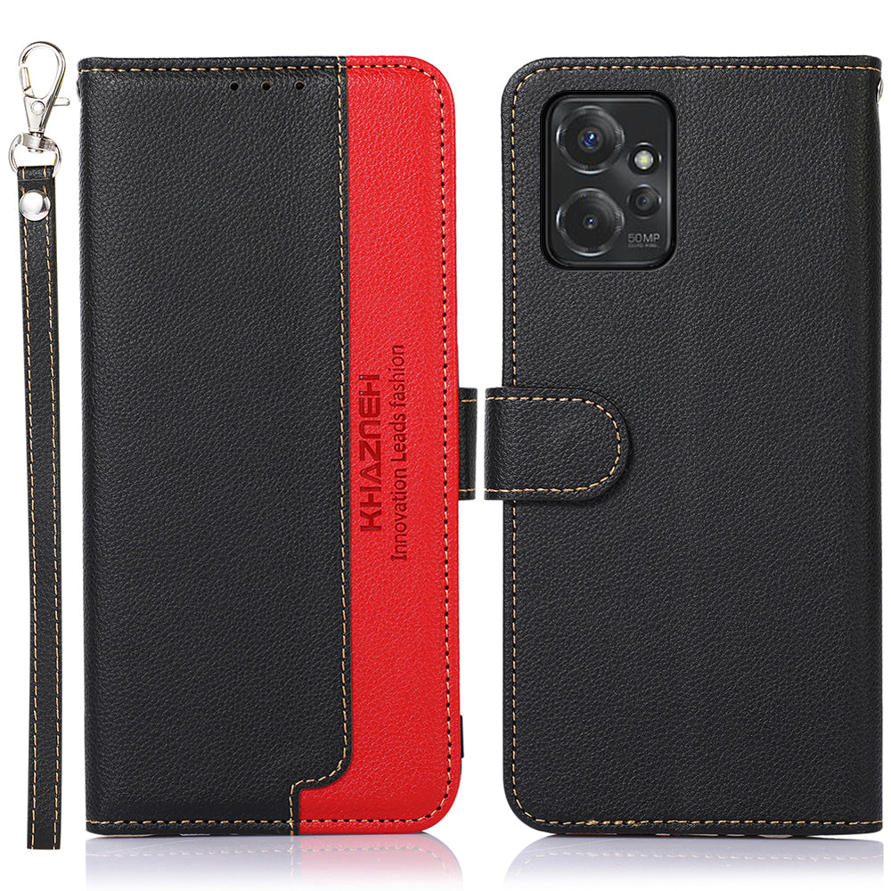 KHAZNEH Leather Case for Motorola Moto G Power 5G RFID Blocking Litchi Texture Stand Wallet Phone Cover