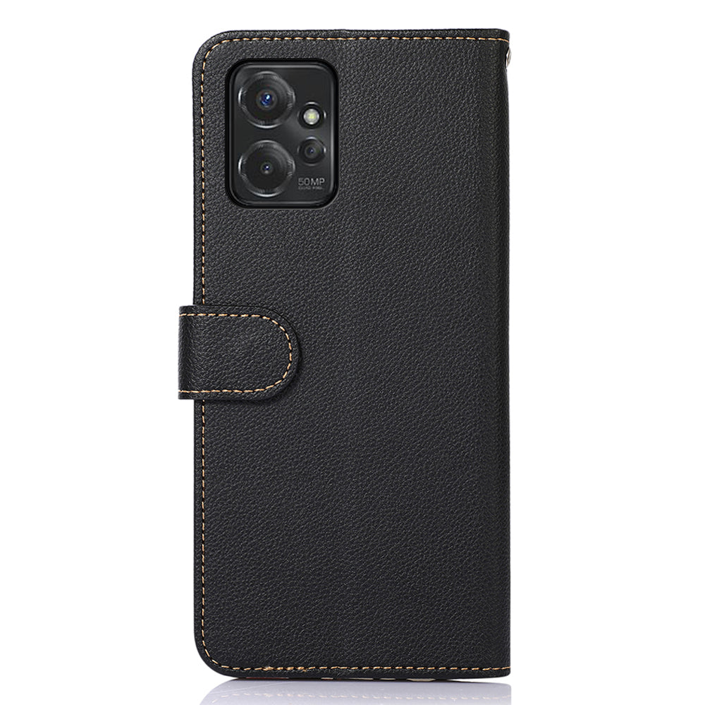 KHAZNEH Leather Case for Motorola Moto G Power 5G RFID Blocking Litchi Texture Stand Wallet Phone Cover