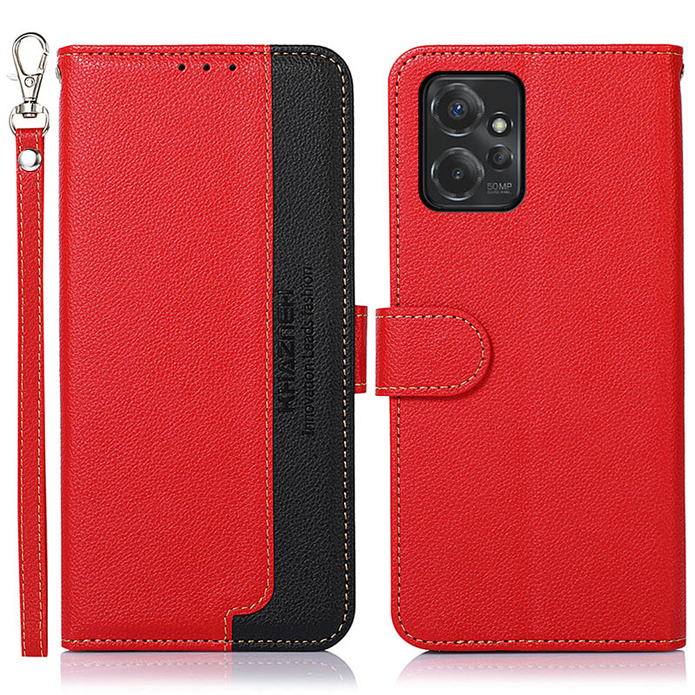 KHAZNEH Leather Case for Motorola Moto G Power 5G RFID Blocking Litchi Texture Stand Wallet Phone Cover
