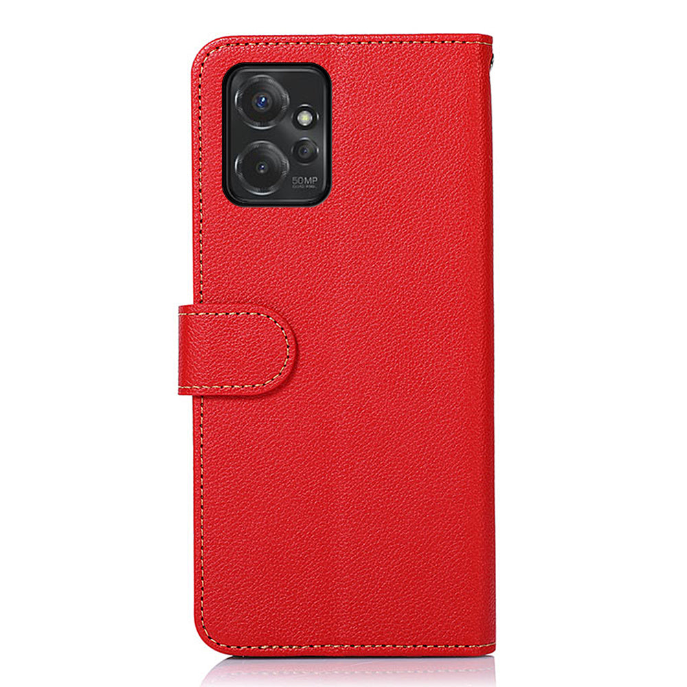 KHAZNEH Leather Case for Motorola Moto G Power 5G RFID Blocking Litchi Texture Stand Wallet Phone Cover