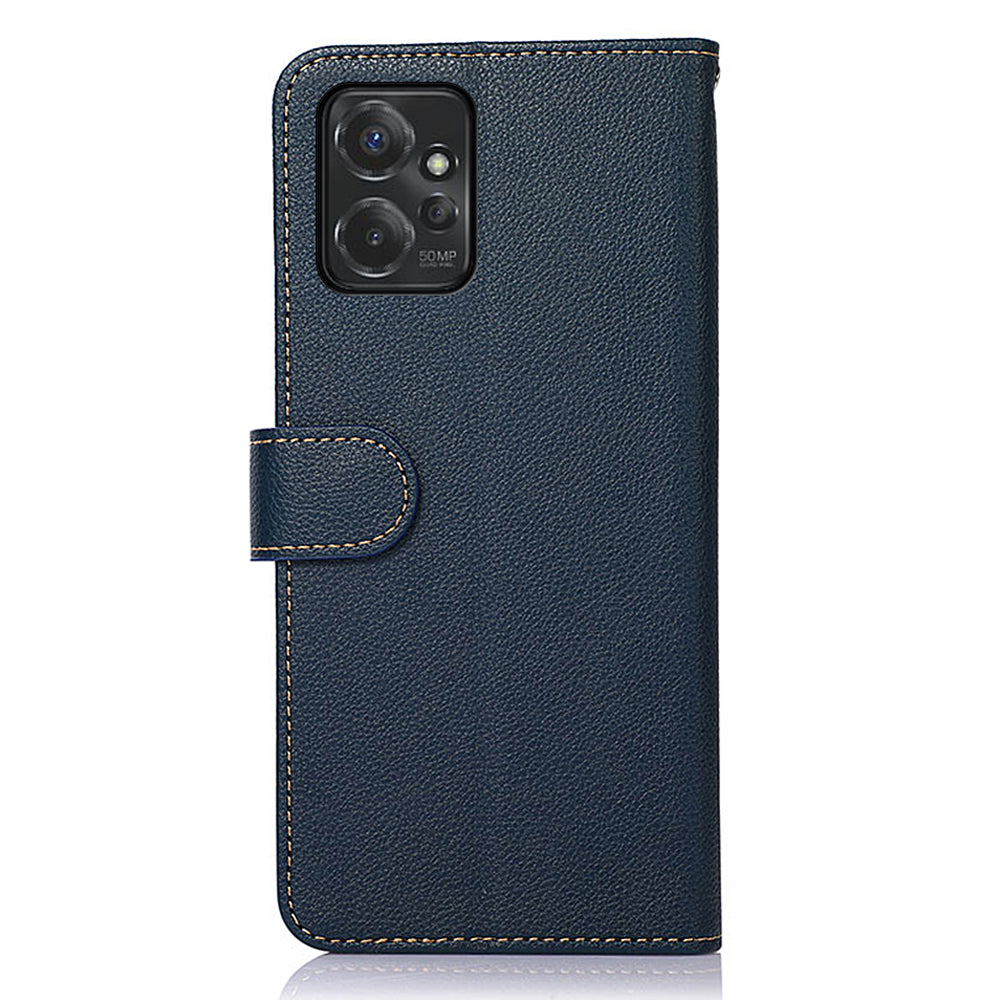 KHAZNEH Leather Case for Motorola Moto G Power 5G RFID Blocking Litchi Texture Stand Wallet Phone Cover