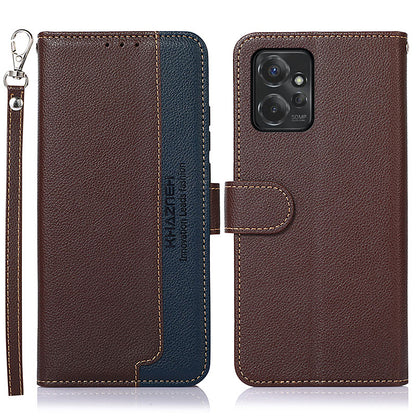 KHAZNEH Leather Case for Motorola Moto G Power 5G RFID Blocking Litchi Texture Stand Wallet Phone Cover