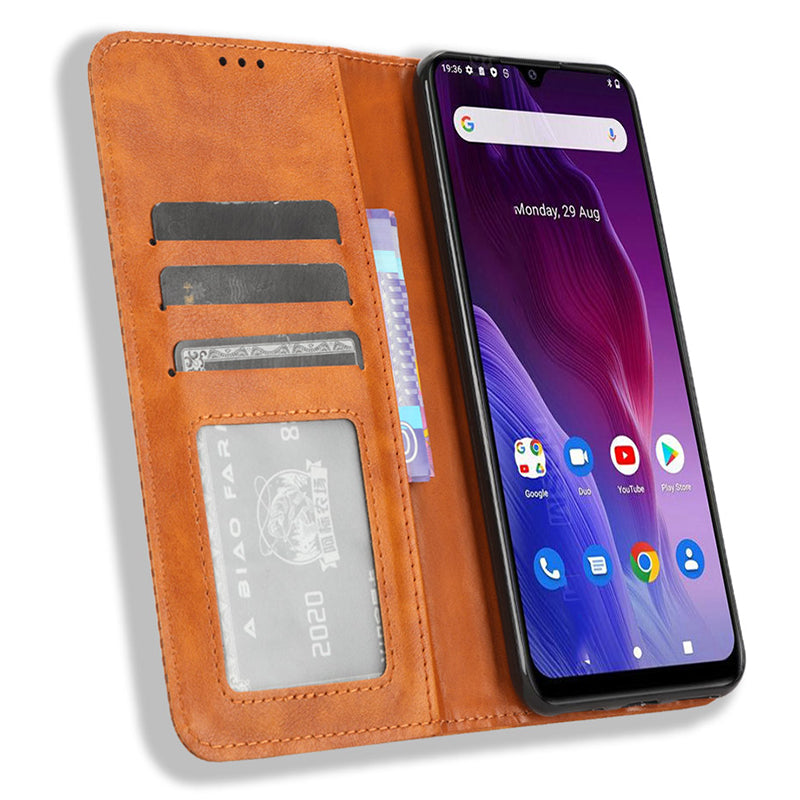 For Cubot P60 PU Leather Vintage Magnetic Case Stand Wallet Flip Phone Cover