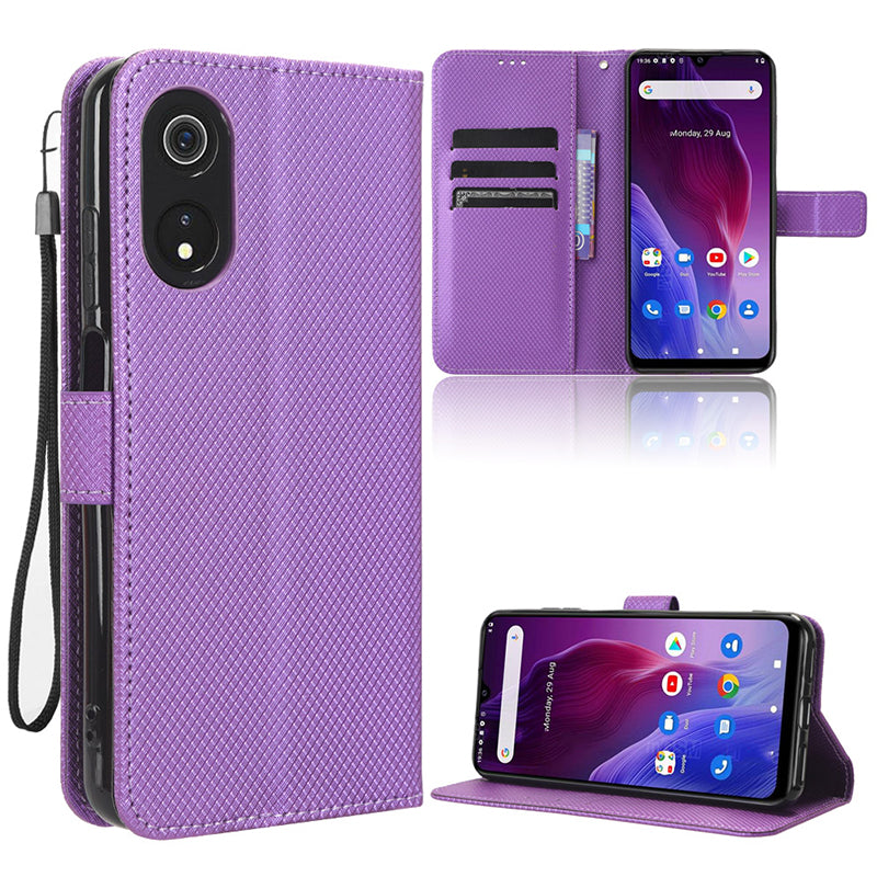 For Cubot P60 PU Leather Flip Cover Stand Diamond Texture Wallet Phone Case