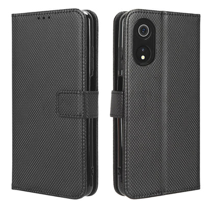 For Cubot P60 PU Leather Flip Cover Stand Diamond Texture Wallet Phone Case