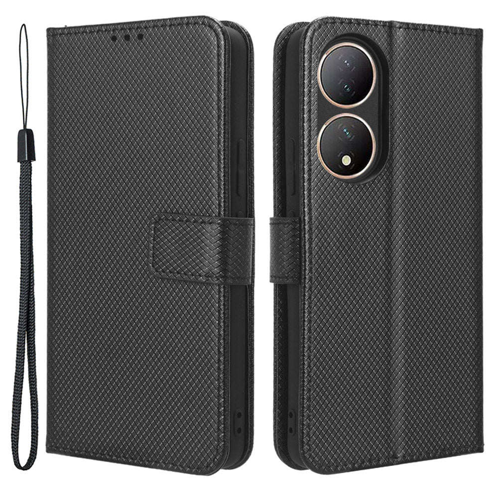 For vivo Y100 5G / T2 5G PU Leather Wallet Case Diamond Texture Flip Stand Phone Cover