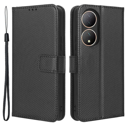 For vivo Y100 5G / T2 5G PU Leather Wallet Case Diamond Texture Flip Stand Phone Cover