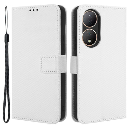 For vivo Y100 5G / T2 5G PU Leather Wallet Case Diamond Texture Flip Stand Phone Cover