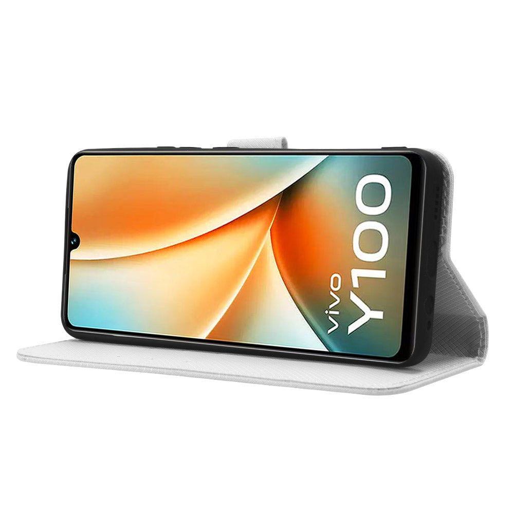 For vivo Y100 5G / T2 5G PU Leather Wallet Case Diamond Texture Flip Stand Phone Cover