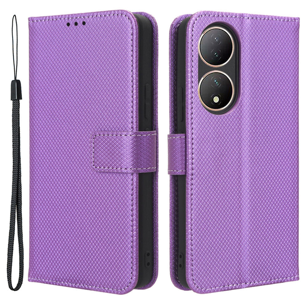 For vivo Y100 5G / T2 5G PU Leather Wallet Case Diamond Texture Flip Stand Phone Cover