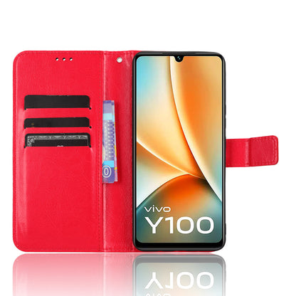 For vivo Y100 5G / T2 5G Crazy Horse Texture PU Leather Wallet Case Phone Cover with Stand