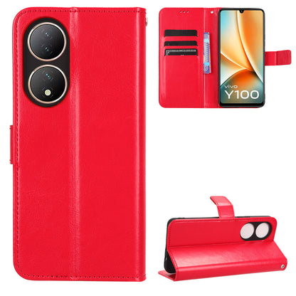 For vivo Y100 5G / T2 5G Crazy Horse Texture PU Leather Wallet Case Phone Cover with Stand