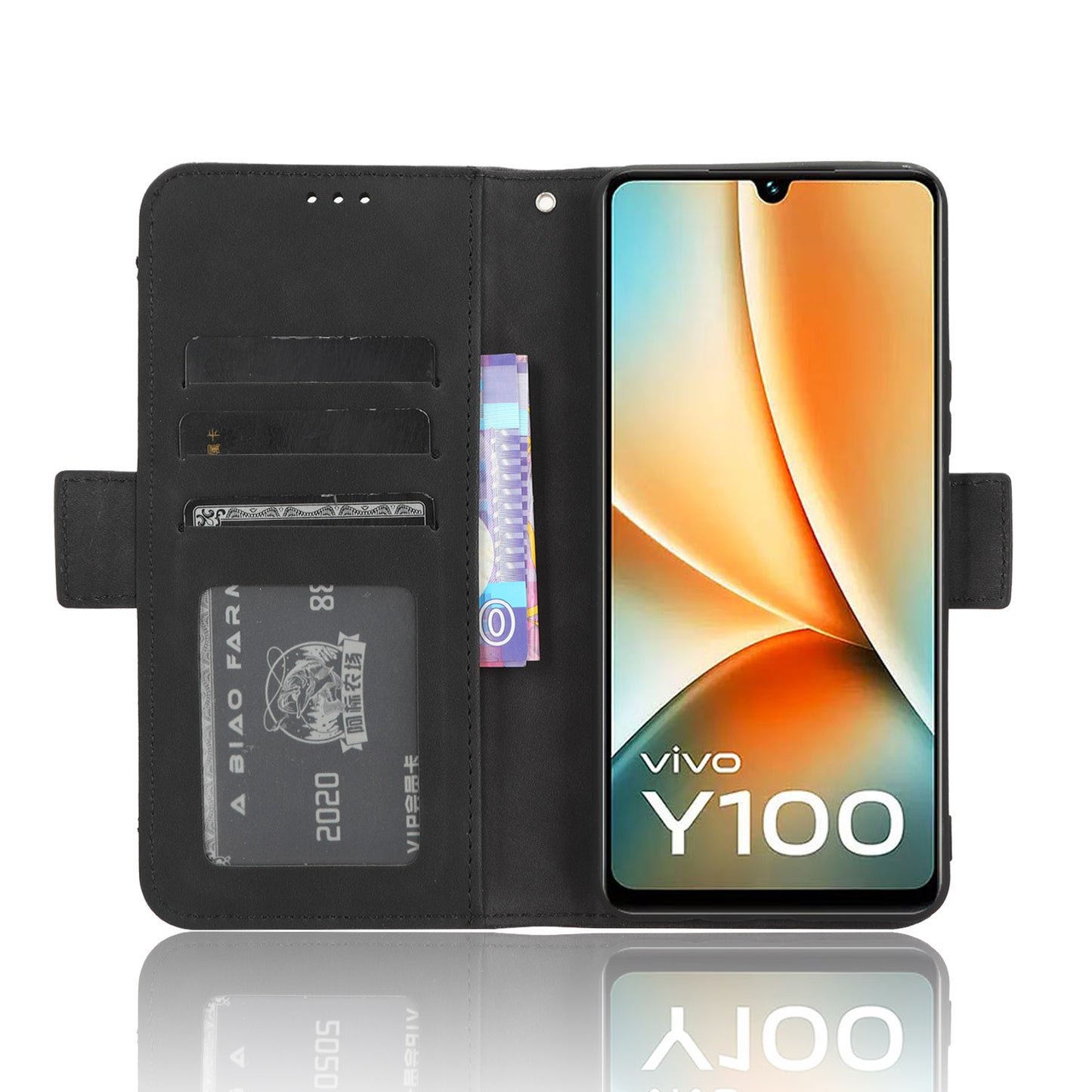 For vivo Y100 5G / T2 5G Multiple Card Slots Drop-proof PU Leather Phone Case Stand Wallet Cover