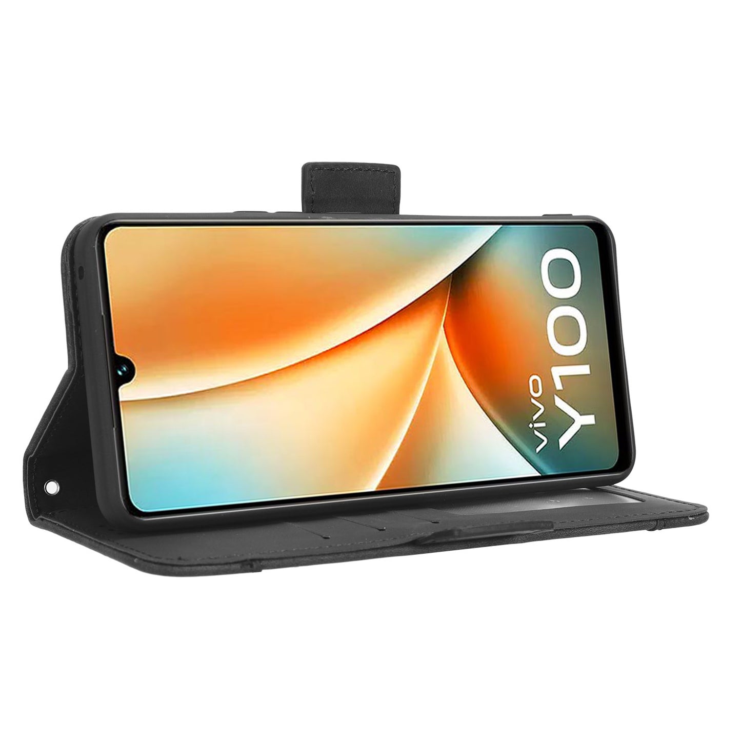 For vivo Y100 5G / T2 5G Multiple Card Slots Drop-proof PU Leather Phone Case Stand Wallet Cover