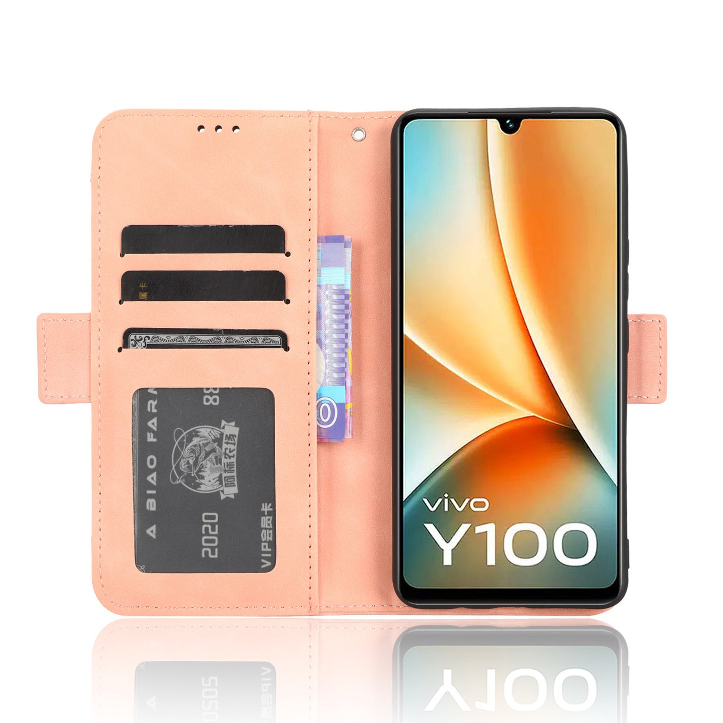 For vivo Y100 5G / T2 5G Multiple Card Slots Drop-proof PU Leather Phone Case Stand Wallet Cover