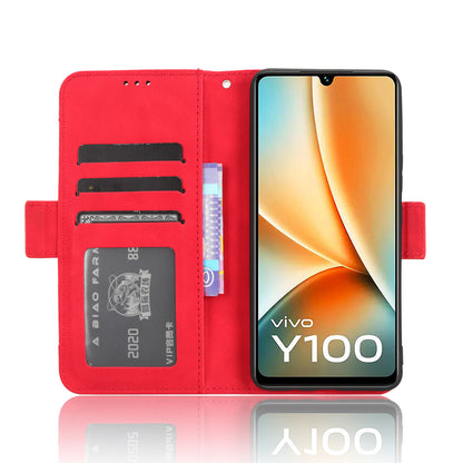 For vivo Y100 5G / T2 5G Multiple Card Slots Drop-proof PU Leather Phone Case Stand Wallet Cover