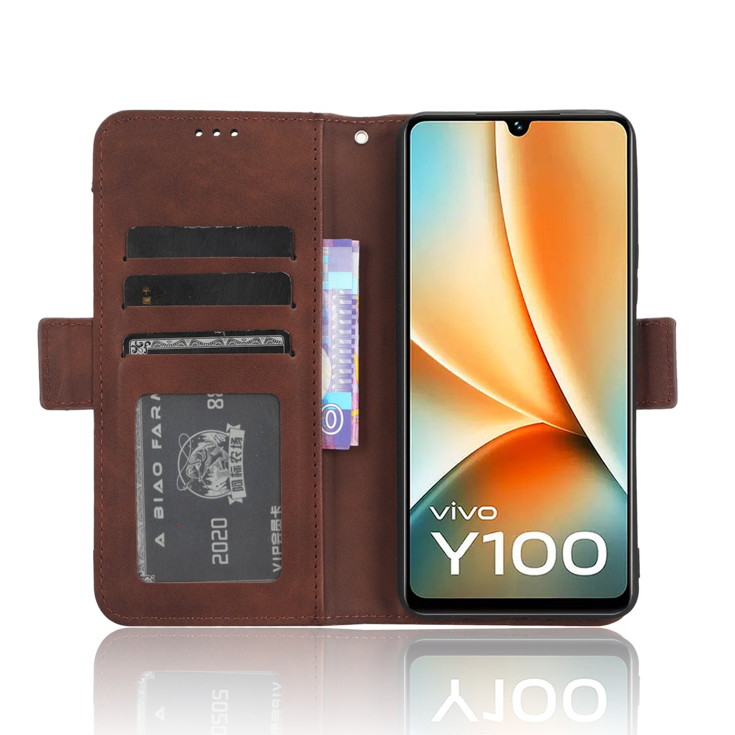 For vivo Y100 5G / T2 5G Multiple Card Slots Drop-proof PU Leather Phone Case Stand Wallet Cover