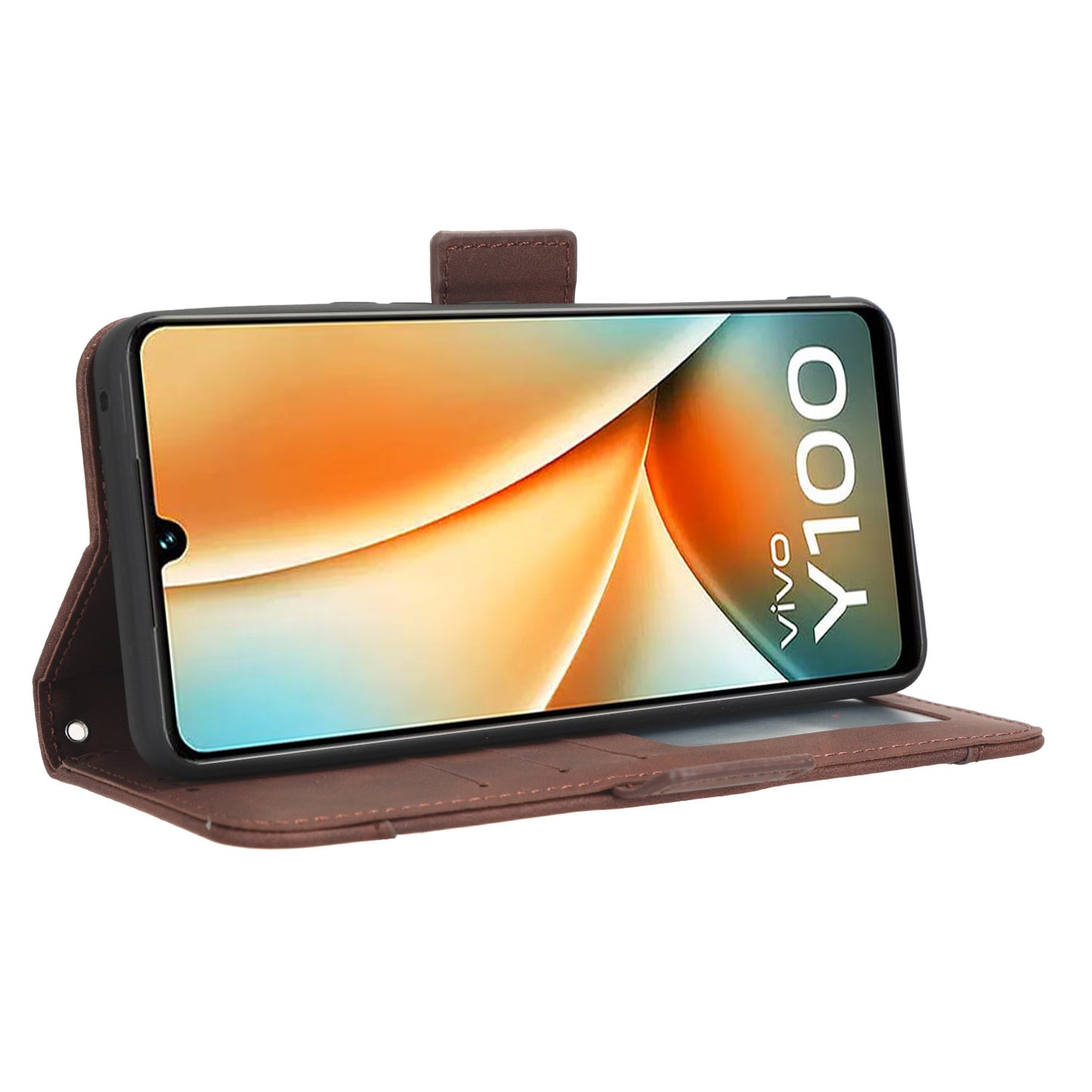 For vivo Y100 5G / T2 5G Multiple Card Slots Drop-proof PU Leather Phone Case Stand Wallet Cover