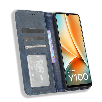 For vivo Y100 5G / T2 5G Magnetic Closing PU Leather Anti-drop Case Stand Wallet Phone Cover