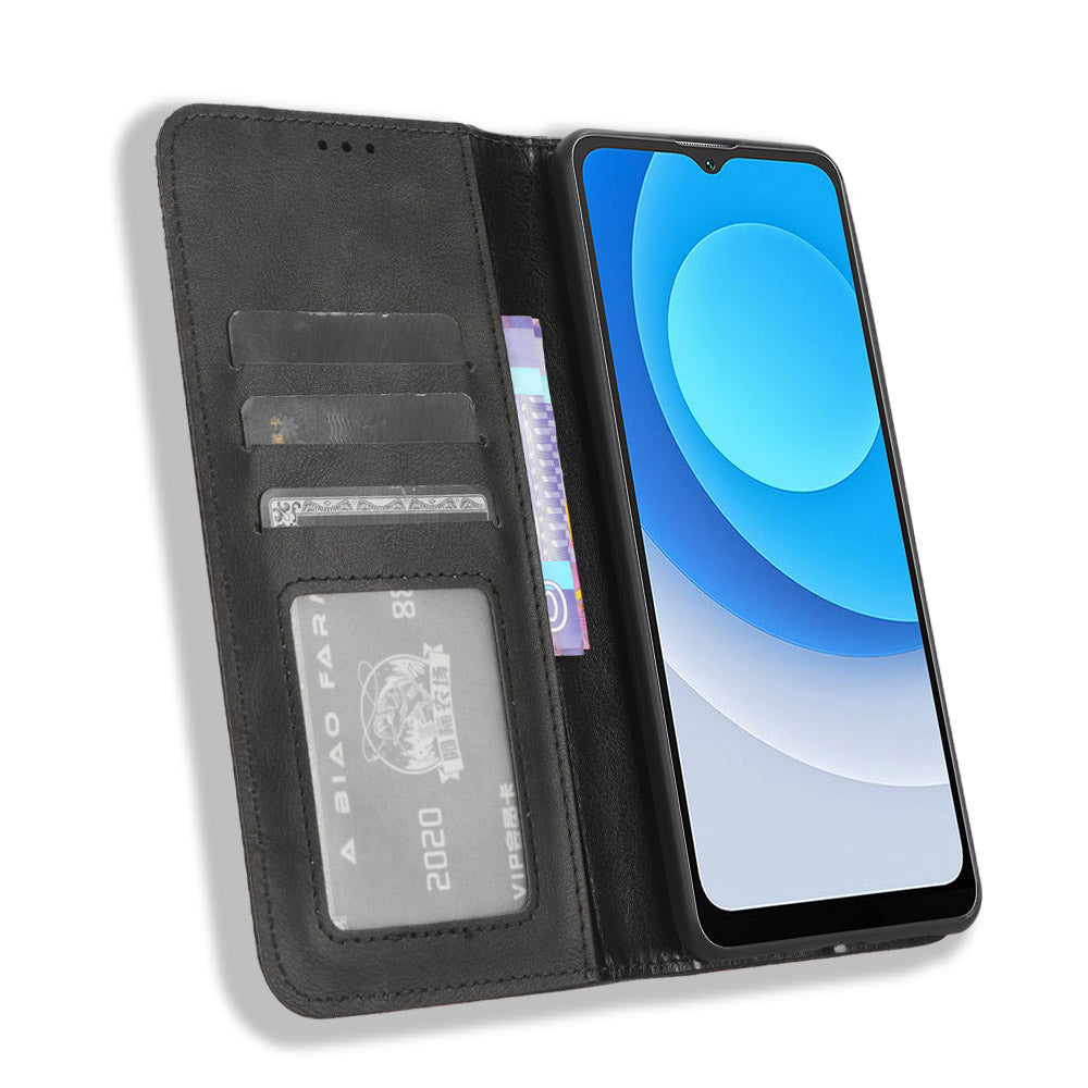 For Blackview A53 / A53 Pro Vintage PU Leather Magnetic Case Stand Wallet Flip Phone Cover