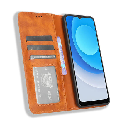 For Blackview A53 / A53 Pro Vintage PU Leather Magnetic Case Stand Wallet Flip Phone Cover