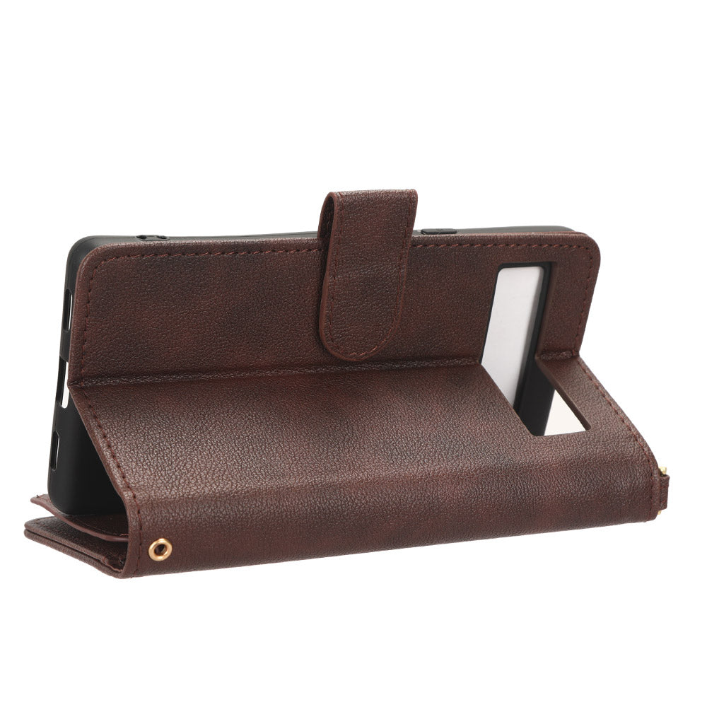 For Google Pixel 7a Zipper Pocket Leather Wallet Phone Case Cellphone Cover with Stand