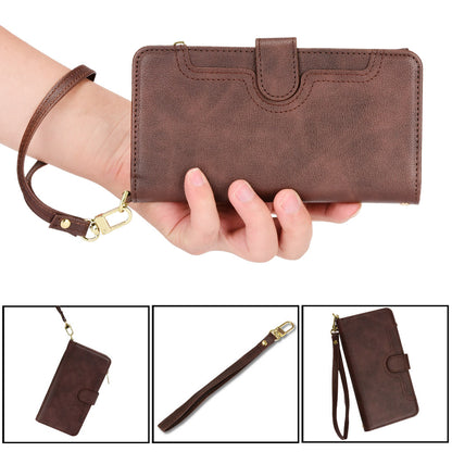 For Google Pixel 7a Zipper Pocket Leather Wallet Phone Case Cellphone Cover with Stand