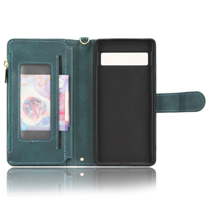 For Google Pixel 7a Zipper Pocket Leather Wallet Phone Case Cellphone Cover with Stand
