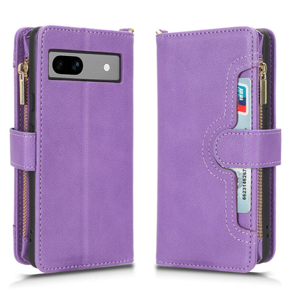 For Google Pixel 7a Zipper Pocket Leather Wallet Phone Case Cellphone Cover with Stand
