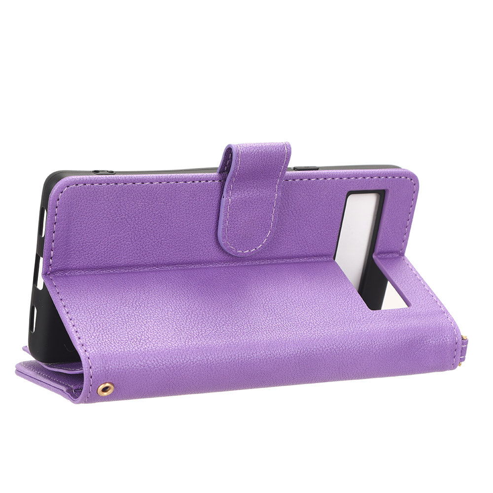 For Google Pixel 7a Zipper Pocket Leather Wallet Phone Case Cellphone Cover with Stand