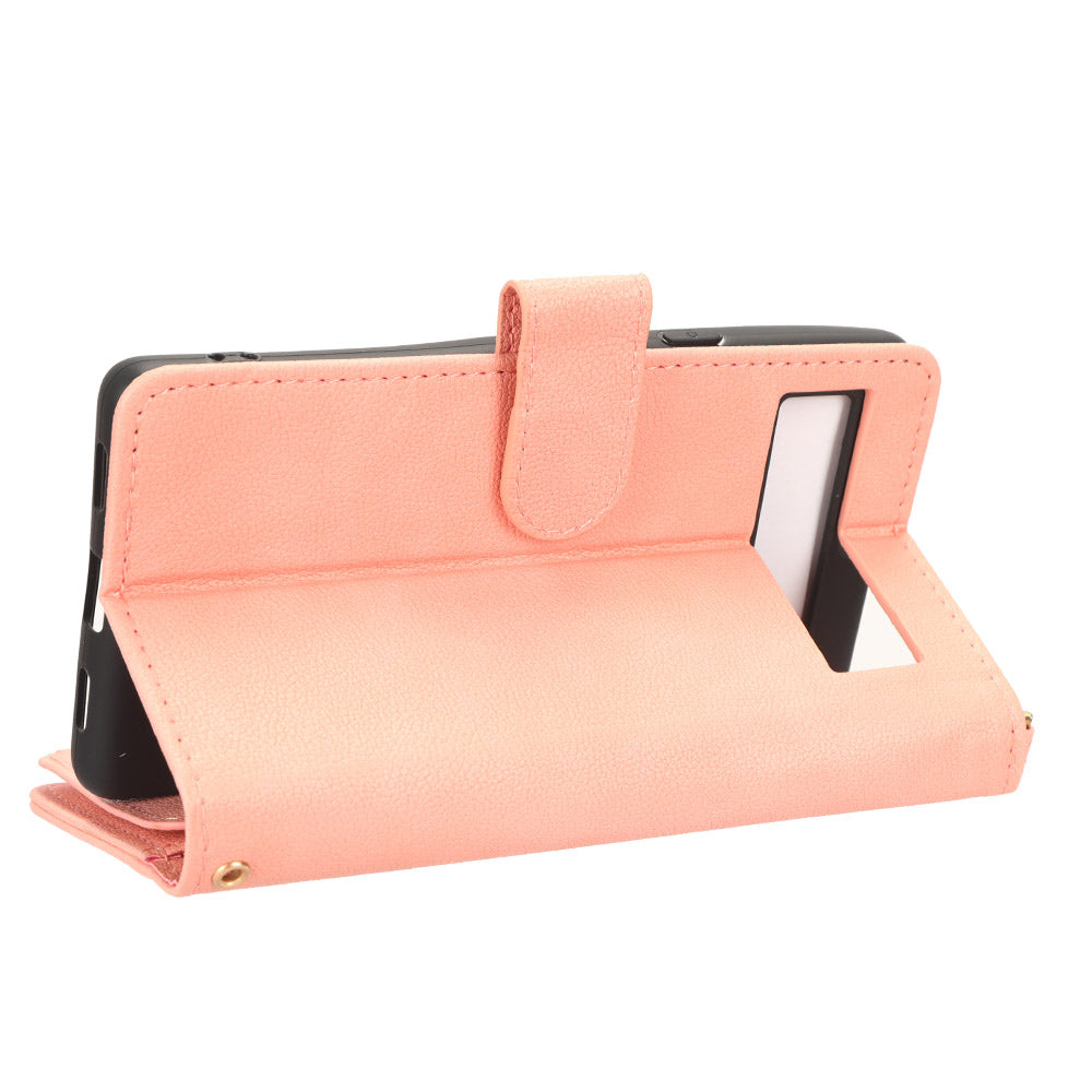 For Google Pixel 7a Zipper Pocket Leather Wallet Phone Case Cellphone Cover with Stand