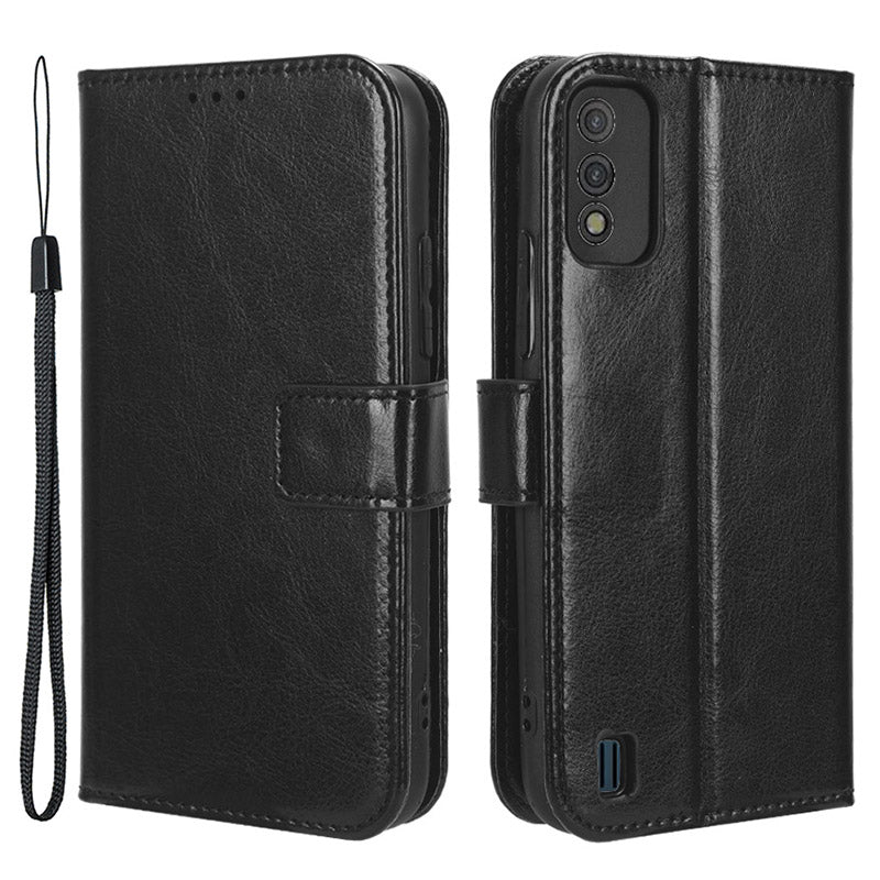 For Itel A26 PU Leather Wallet Case Crazy Horse Texture Phone Cover with Stand
