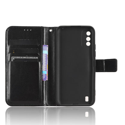 For Itel A26 PU Leather Wallet Case Crazy Horse Texture Phone Cover with Stand