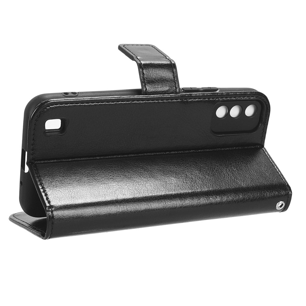 For Itel A26 PU Leather Wallet Case Crazy Horse Texture Phone Cover with Stand