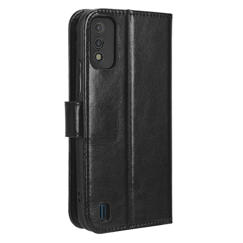 For Itel A26 PU Leather Wallet Case Crazy Horse Texture Phone Cover with Stand