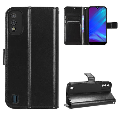 For Itel A26 PU Leather Wallet Case Crazy Horse Texture Phone Cover with Stand