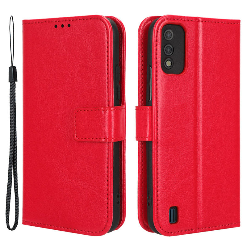 For Itel A26 PU Leather Wallet Case Crazy Horse Texture Phone Cover with Stand