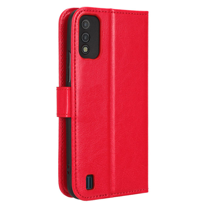 For Itel A26 PU Leather Wallet Case Crazy Horse Texture Phone Cover with Stand