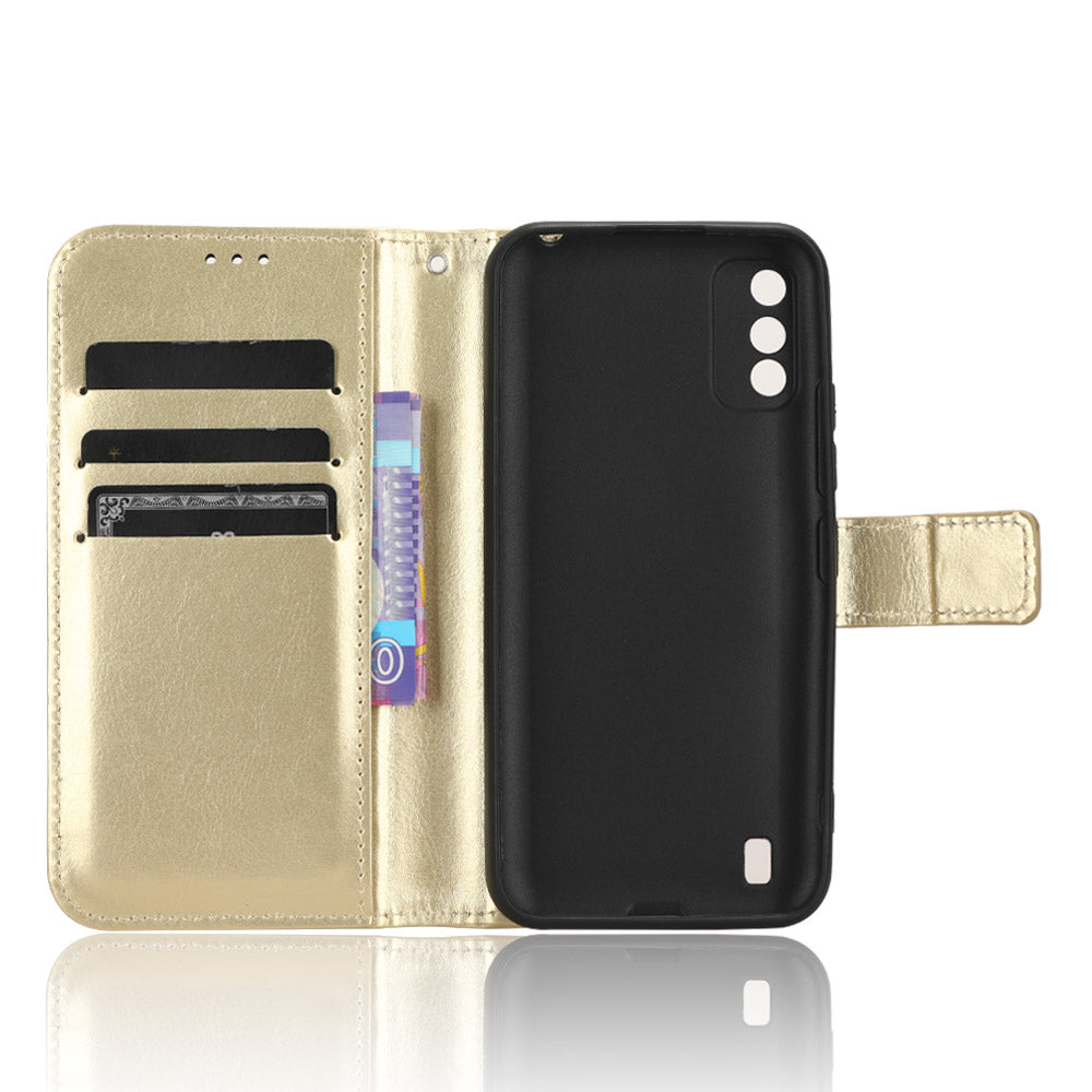 For Itel A26 PU Leather Wallet Case Crazy Horse Texture Phone Cover with Stand