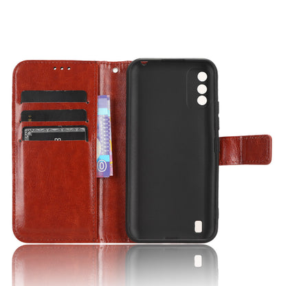 For Itel A26 PU Leather Wallet Case Crazy Horse Texture Phone Cover with Stand