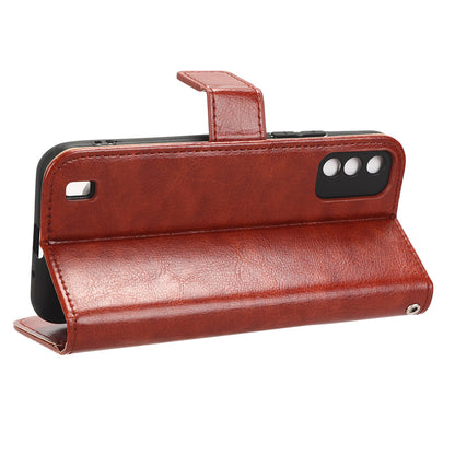 For Itel A26 PU Leather Wallet Case Crazy Horse Texture Phone Cover with Stand