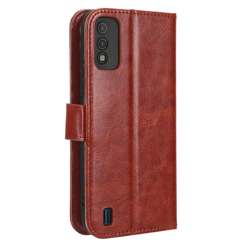 For Itel A26 PU Leather Wallet Case Crazy Horse Texture Phone Cover with Stand