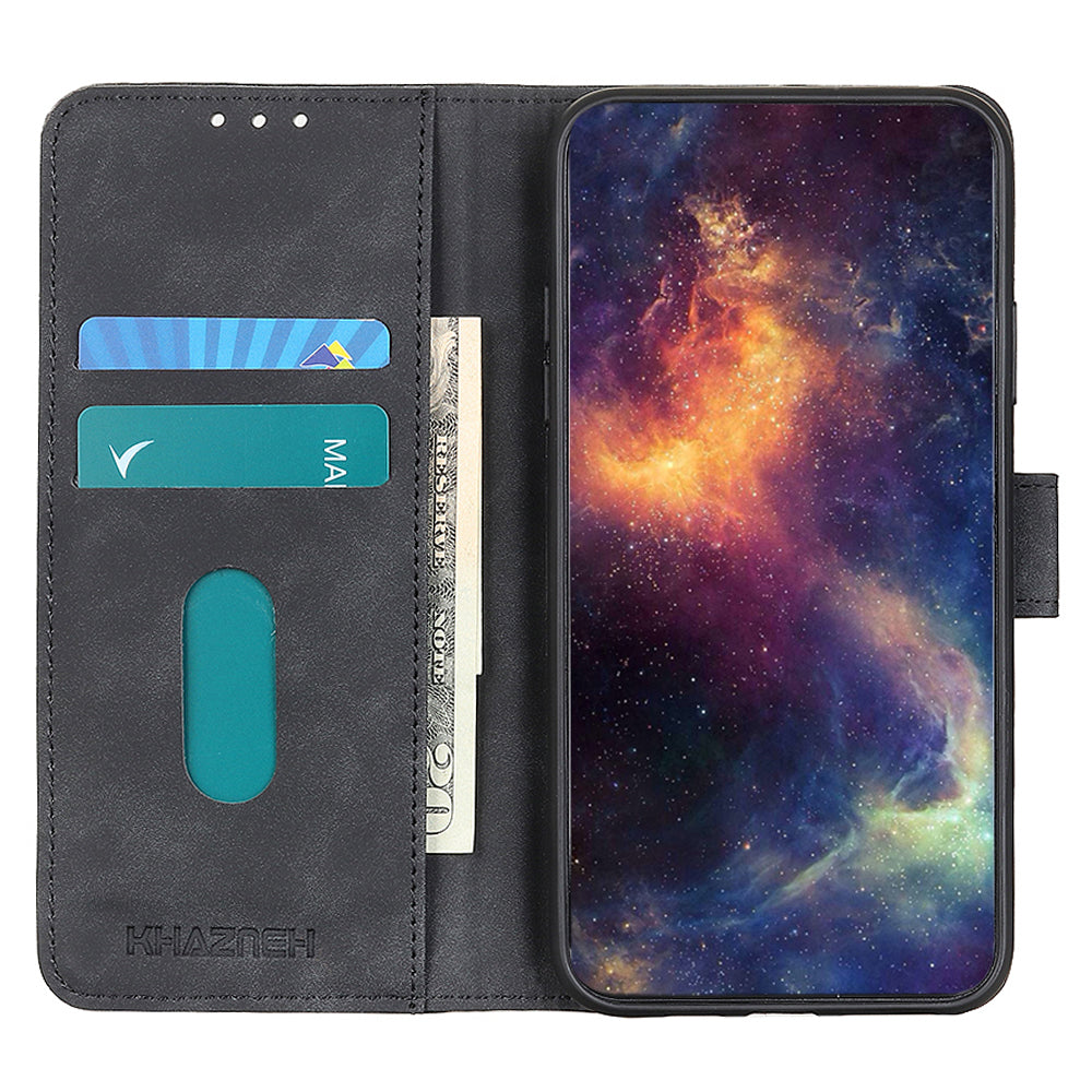 KHAZNEH For Oppo A1 5G / A98 5G / F23 5G Anti-Fingerprint Cell Phone Cover Stand Wallet Retro Leather Phone Case